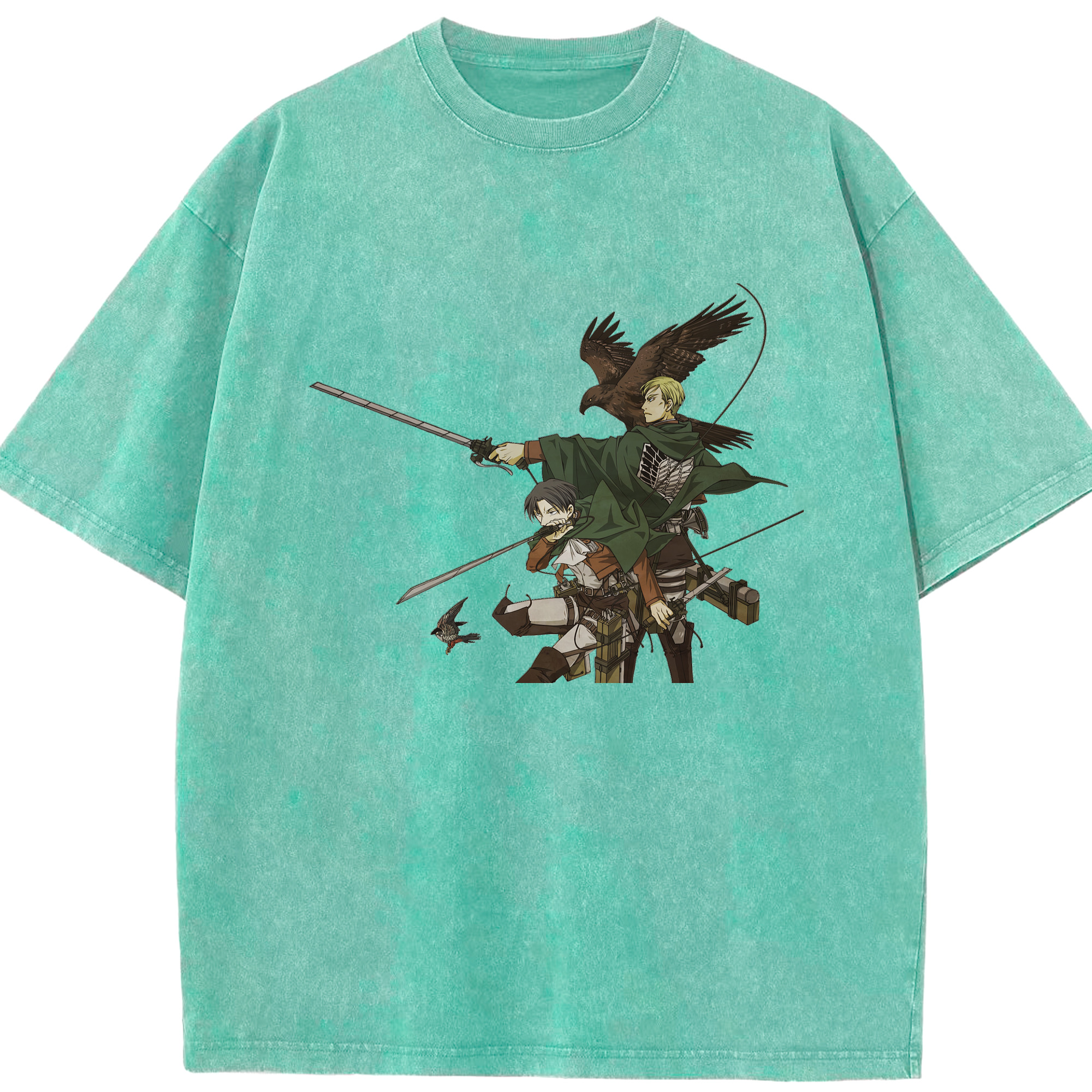 （画像用） 進撃の巨人 Attack on Titan 綿100% ヴィンテージ風 半袖Tシャツ（フロントプリント）